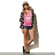 Try this kimono paired with a whimsy tee shirt for a laid back look.