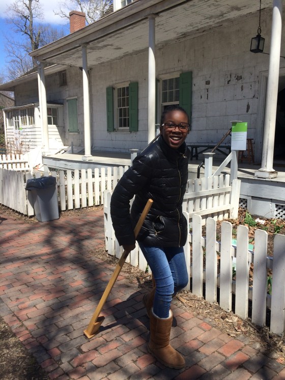 We walked on wooden stilts.